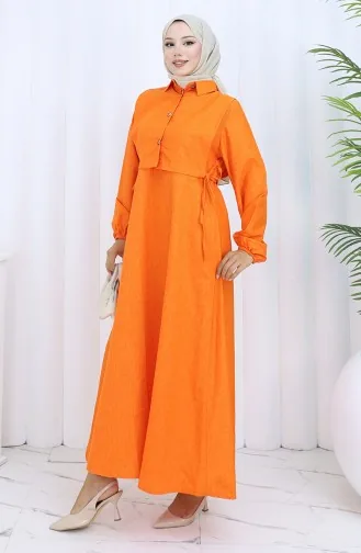 Linen Vest Dress Two Piece Suit 2141-12 Orange 2141-12