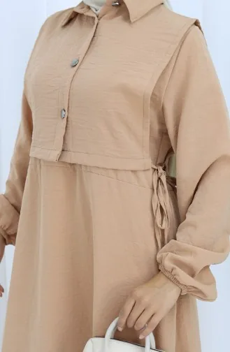 Aerobin Kumaş Yelek Elbise İkili Takım 2142-01 Bej