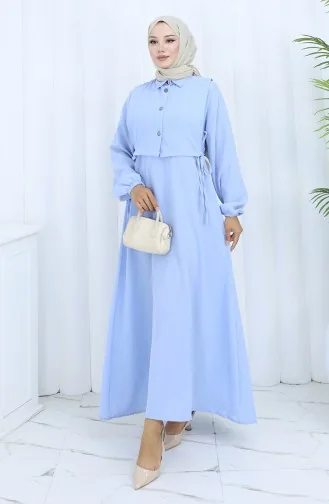 Ensemble Deux Pièces Aerobin En Tissu Gilet Et Robe 2142-02 Bleu Bébé 2142-02