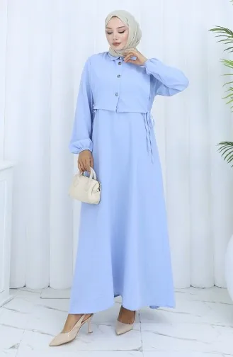 Ensemble Deux Pièces Aerobin En Tissu Gilet Et Robe 2142-02 Bleu Bébé 2142-02