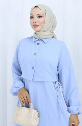 Ensemble Deux Pièces Aerobin En Tissu Gilet Et Robe 2142-02 Bleu Bébé 2142-02