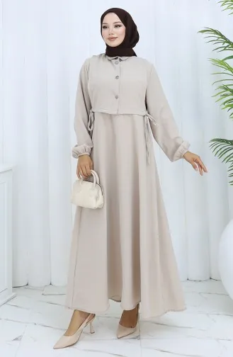 Aerobin Kumaş Yelek Elbise İkili Takım 2142-03 Taş