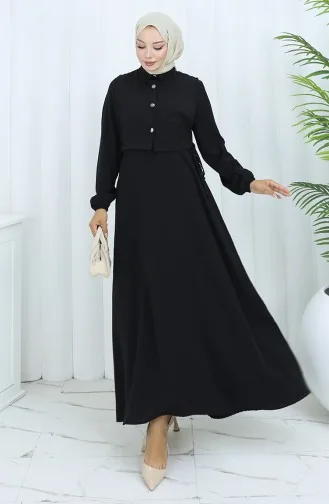 Aerobin Kumaş Yelek Elbise İkili Takım 2142-04 Siyah