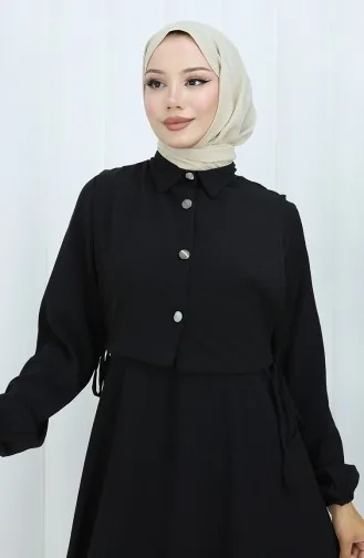 Aerobin Kumaş Yelek Elbise İkili Takım 2142-04 Siyah