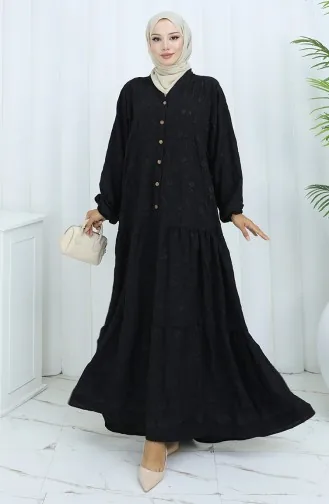 Viscose Stof Halfgeknoopte Jurk 0062-04 Zwart 0062-04