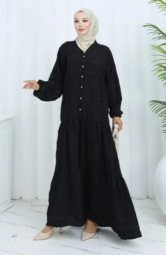 Viscose Stof Halfgeknoopte Jurk 0062-04 Zwart 0062-04