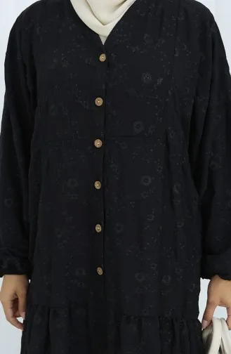 Viscose Stof Halfgeknoopte Jurk 0062-04 Zwart 0062-04