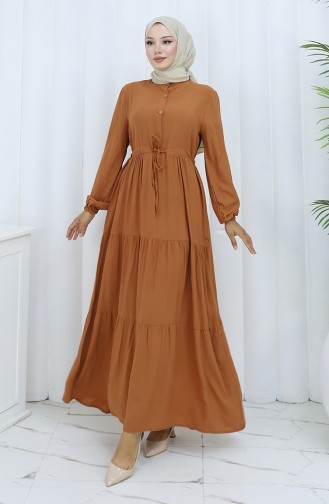 Robe Demi-boutonnée En Viscose 0085-09 Beige 0085-09