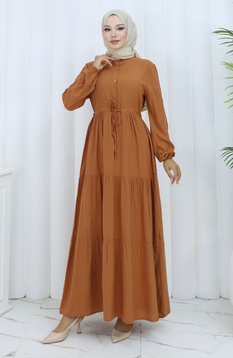 Robe Demi-boutonnée En Viscose 0085-09 Beige 0085-09