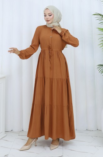 Robe Demi-boutonnée En Viscose 0085-09 Beige 0085-09