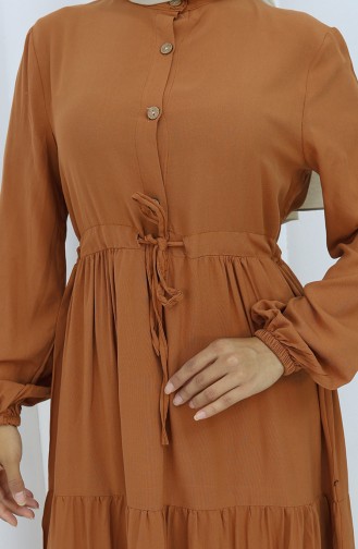 Robe Demi-boutonnée En Viscose 0085-09 Beige 0085-09