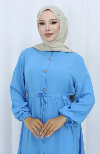 Robe Demi-boutonnée En Tissu Viscose 0085-10 Bleu 0085-10