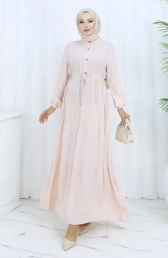 Viscose Stof Halfgeknoopte Jurk 0085-12 Poeder 0085-12