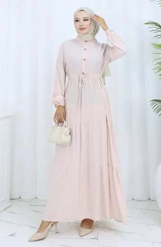 Viscose Stof Halfgeknoopte Jurk 0085-12 Poeder 0085-12