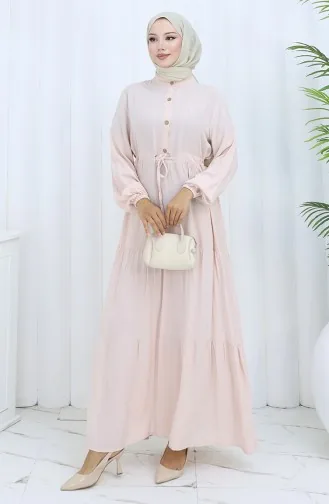 Viscose Stof Halfgeknoopte Jurk 0085-12 Poeder 0085-12