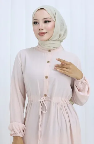 Viscose Stof Halfgeknoopte Jurk 0085-12 Poeder 0085-12