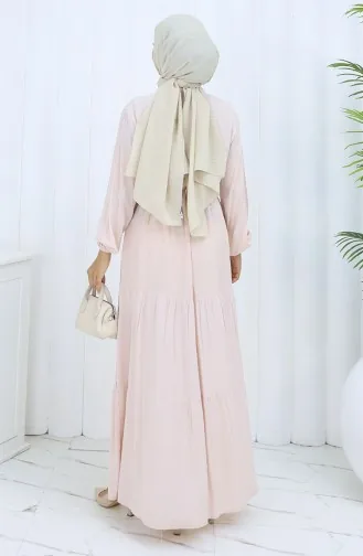 Viscose Stof Halfgeknoopte Jurk 0085-12 Poeder 0085-12