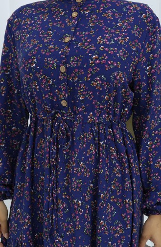 Navy Blue Hijab Dress 0139-02