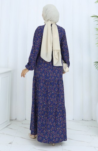 Navy Blue Hijab Dress 0139-02