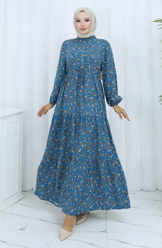 Petrol Hijab Dress 0139-03