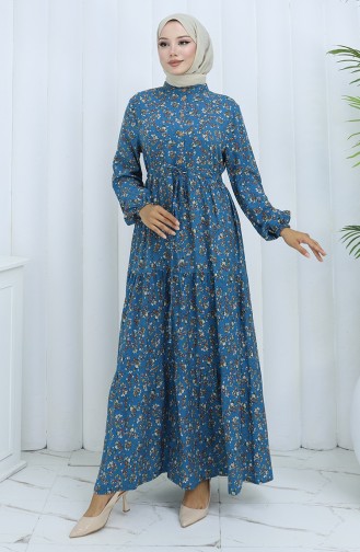 Petrol Hijab Dress 0139-03
