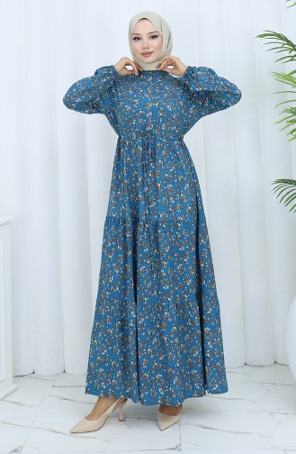 Petrol Hijab Dress 0139-03