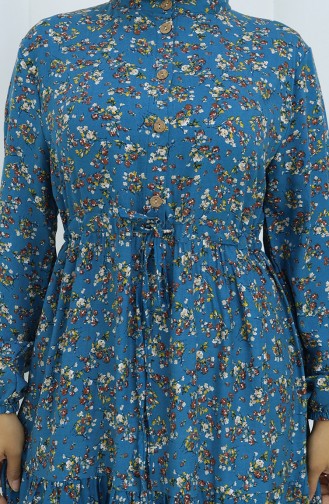 Petrol Hijab Dress 0139-03