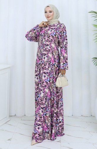 Lila Hijab Kleider 2135C-01