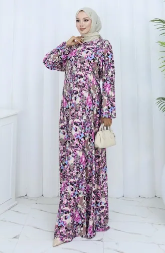 Patterned Combed Cotton Dress 2135C-01 Lilac 2135C-01