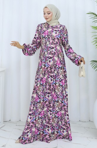 Lila Hijab Kleider 2135C-01
