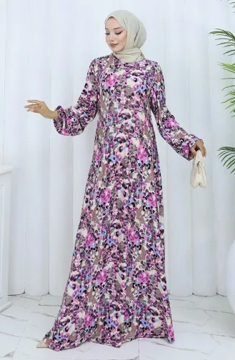 Patterned Combed Cotton Dress 2135C-01 Lilac 2135C-01