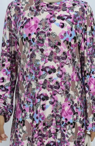 Patterned Combed Cotton Dress 2135C-01 Lilac 2135C-01