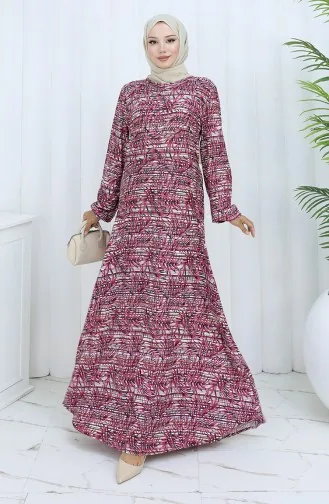 Gemustertes Kleid Aus Gekämmter Baumwolle 2135D-02 Dusty Rose 2135D-02