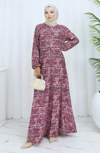 Gemustertes Kleid Aus Gekämmter Baumwolle 2135D-02 Dusty Rose 2135D-02