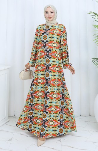 Ziegelrot Hijab Kleider 2135E-01