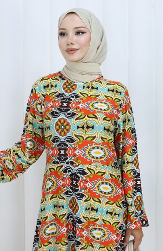 Ziegelrot Hijab Kleider 2135E-01