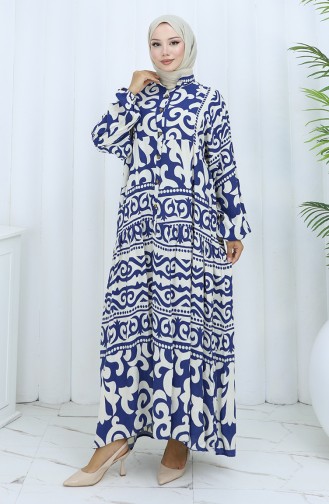 Navy Blue İslamitische Jurk 2137-04