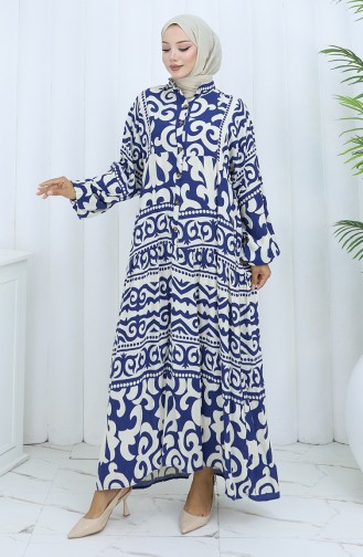 Navy Blue İslamitische Jurk 2137-04