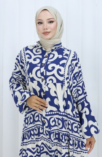 Navy Blue İslamitische Jurk 2137-04