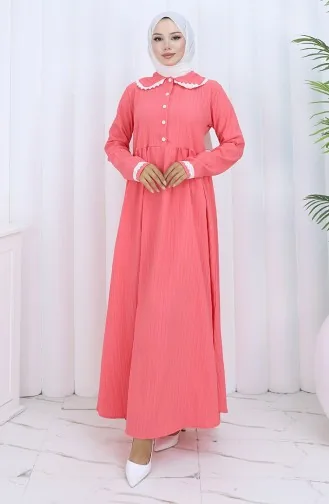 Halfgeknoopte Kanten Jurk 2145-01 Roze 2145-01