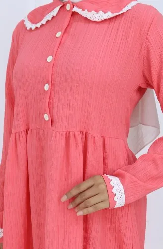 Halfgeknoopte Kanten Jurk 2145-01 Roze 2145-01