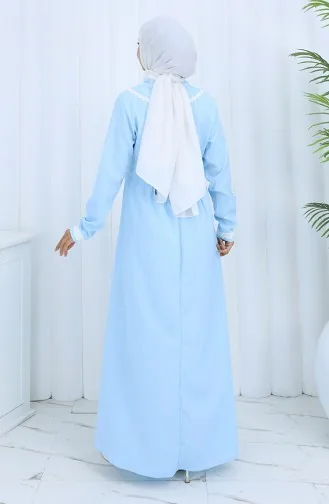 فستان دانتيل نصف أزرار 2145-02 أزرق 2145-02