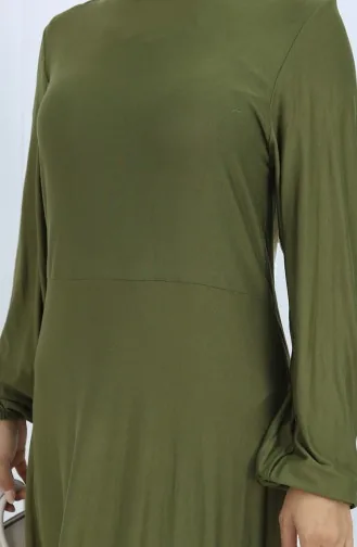 Elastic Sleeve Combed Cotton Dress 2146-01 Khaki 2146-01