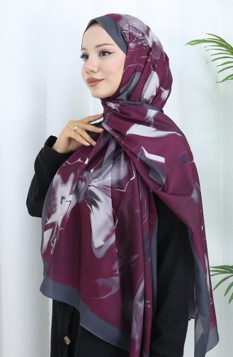 Desenli Soft Şal 70316-02 Mürdüm Füme