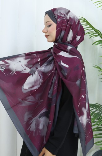 Desenli Soft Şal 70316-02 Mürdüm Füme