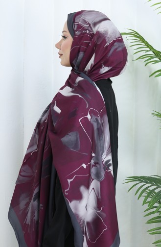 Desenli Soft Şal 70316-02 Mürdüm Füme