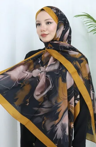شال ناعم منقوش 70316-14 لون الخردل 70316-14