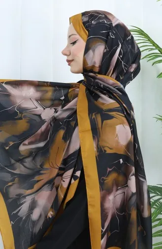 شال ناعم منقوش 70316-14 لون الخردل 70316-14