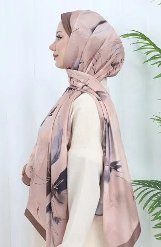شال ناعم منقوش 70316-15 بني بودرة 70316-15