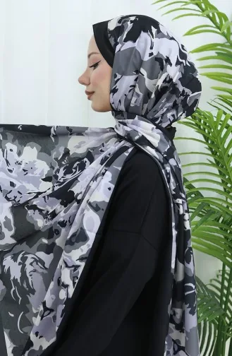 شال ناعم منقوش 70317-01 أسود رمادي 70317-01